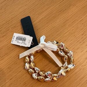 J. Crew Two-Tone Gold & Silver Heart Link Bracelet with Bow